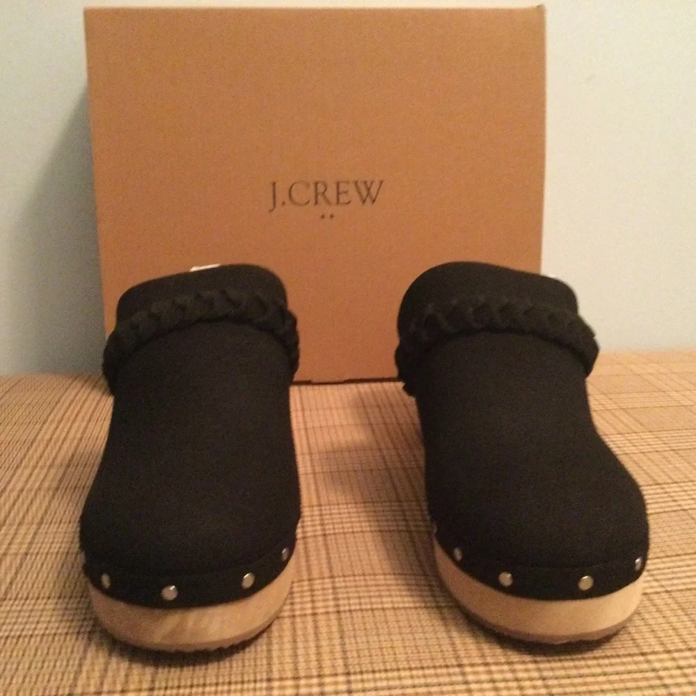 NWT JCREW Clogs Sueded Boho Black Wood Shoes- Size 8.5 Womens - Picture 6 of 9